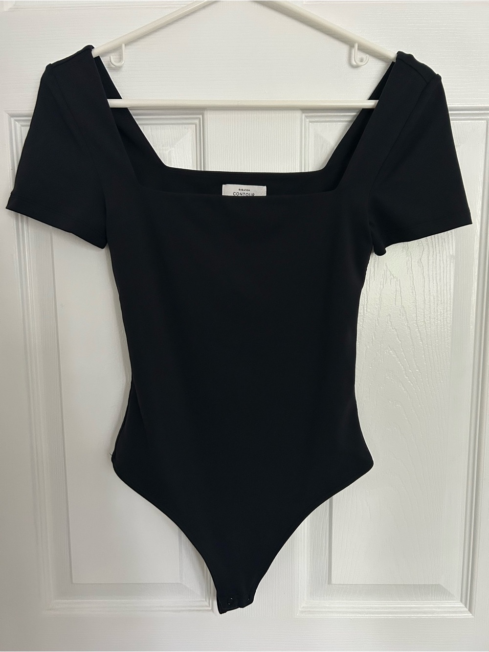 Babaton Contour Black Squareneck Short Sleeve Bodysuit Size S